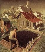 Grant Wood Town Spring oil on canvas